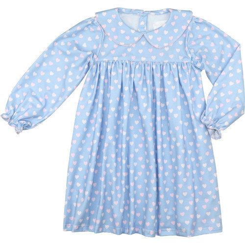 Blue And Pink Knit Heart Print Dress | Cecil and Lou