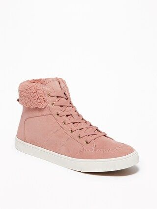Faux-Suede Sherpa-Trim High-Tops for Women | Old Navy US