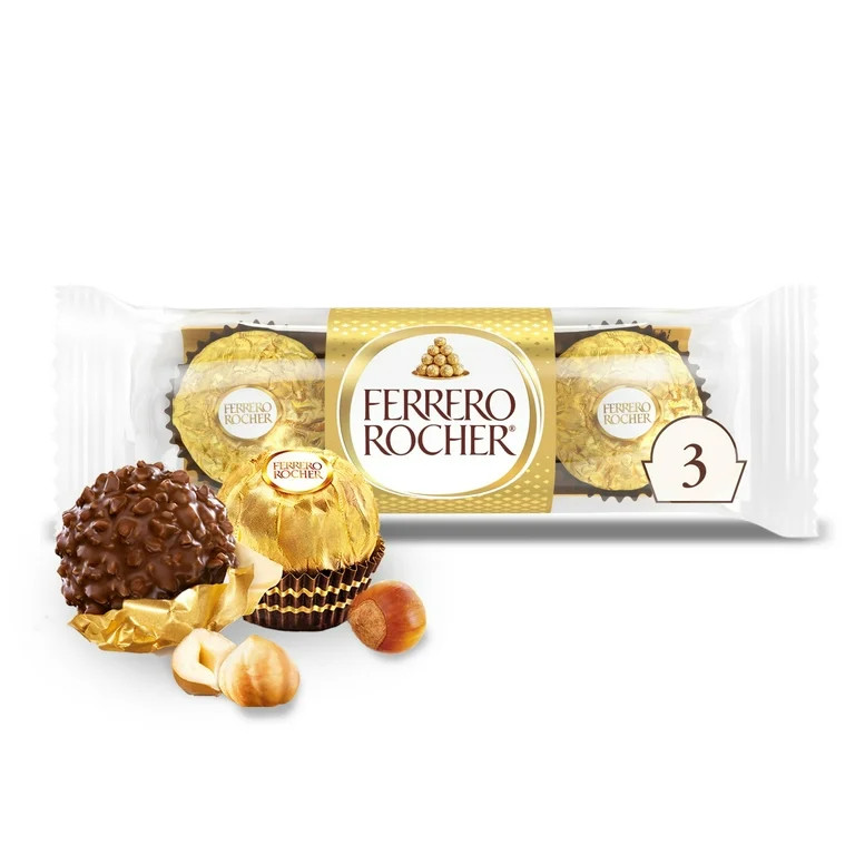 Ferrero Rocher Gourmet Hazelnut Milk Chocolate, 3 Individually Wrapped Chocolates, 1.3 oz | Walmart (US)
