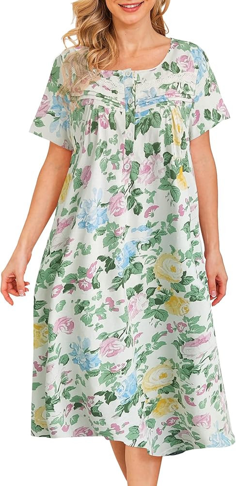 Bloggerlove Nightgowns for Women Soft Cotton Sleepwear Floral House Dress Short/Long Sleeve Comfy... | Amazon (US)