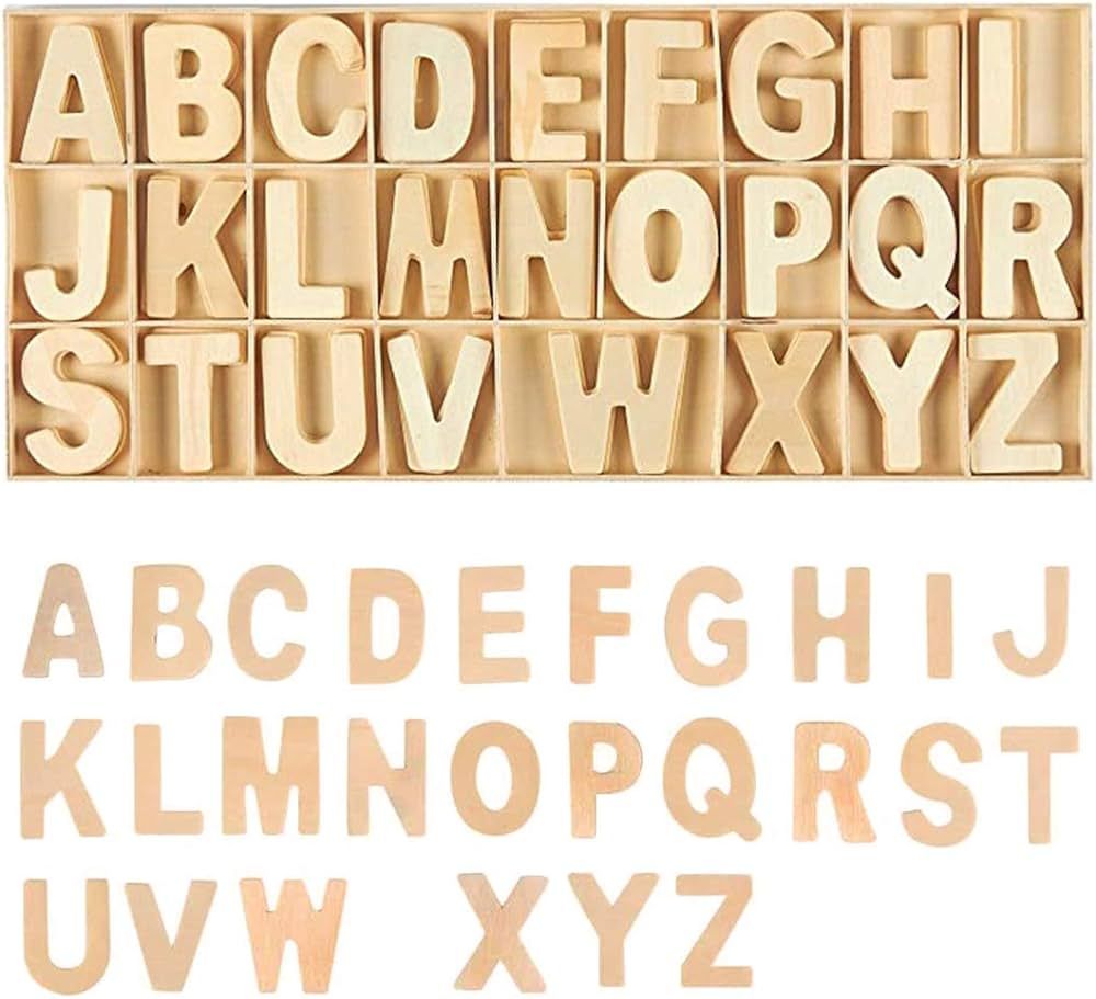 Wooden Capital Letters, 130Pcs English Letters in a Box, DIY Natural Wooden Alphabet Natural Colo... | Amazon (CA)