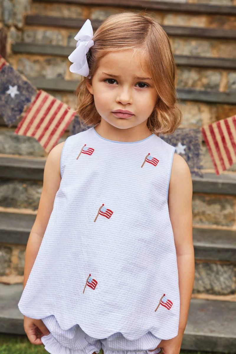 Embroidered Bow Back Bloomer Set - Flag | Little English