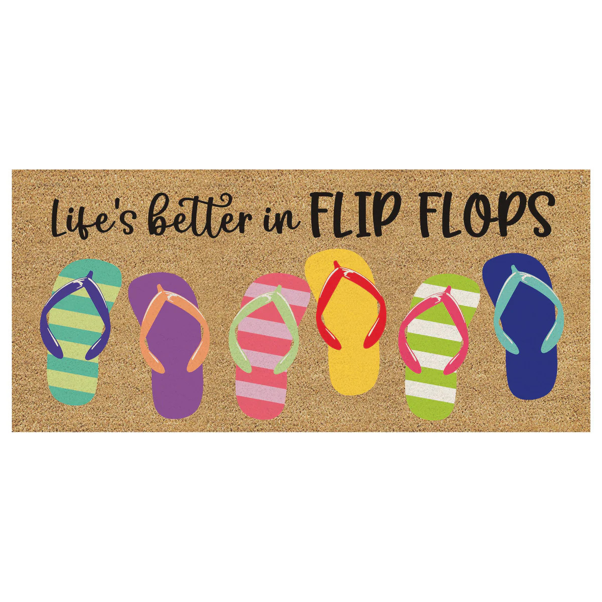 Life is better in Flip Flops Flocked Coir Sassafras Switch Mat | My Evergreen