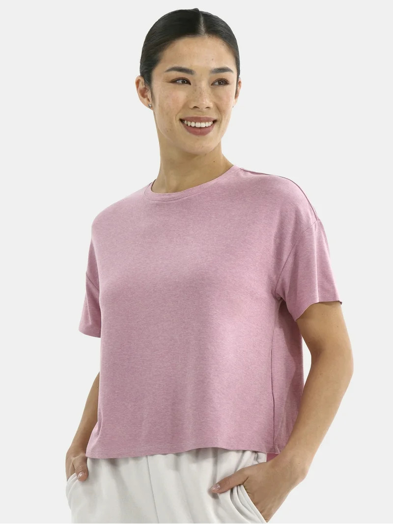 Athletic Works Women's ButterCore Cropped Tee with Short Sleeves, Sizes XS-XXXL | Walmart (US)