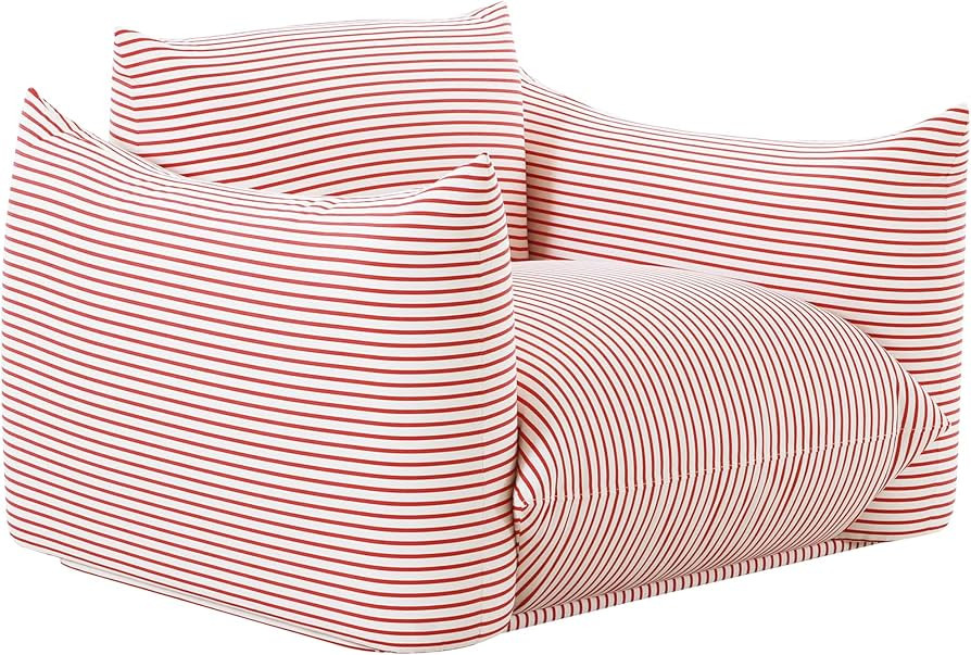 Tov Furniture Saint Tropez Pearl and Red Striped Stuffed Outdoor Armchair | Amazon (US)