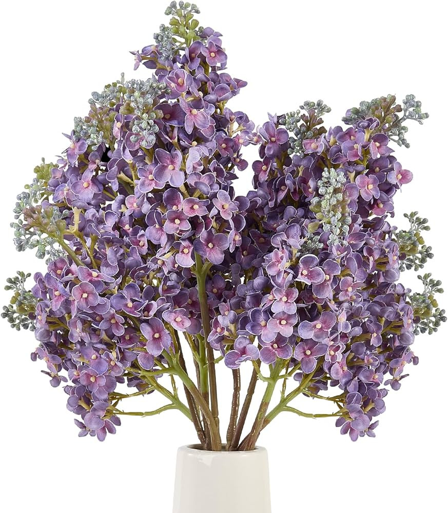 4PCS 25.6inch Lilac Artificial Flowers Purple Fake Delphinium Long Stem Silk Real Touch Flower Fa... | Amazon (US)