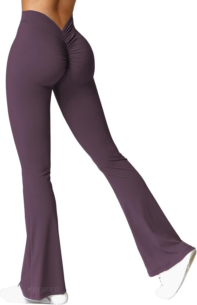 YEOREO Scrunch Flare Leggings V Back Butt Lifting Wide Leg High Waist 31.5" Gym Workout Yoga Pant... | Amazon (US)
