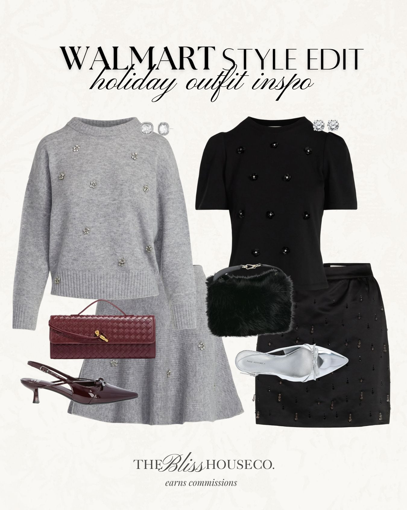 Affordable holiday outfit inspo finds from Walmart! ✨ Thanksgiving, Christmas, New Years, matching set, embellished, trending, selling fast, luxury look, Walmart women's fashion, handbags, heels, trending styles. 

 #LTKHoliday #LTKFindsUnder50 #LTKStyleTip
