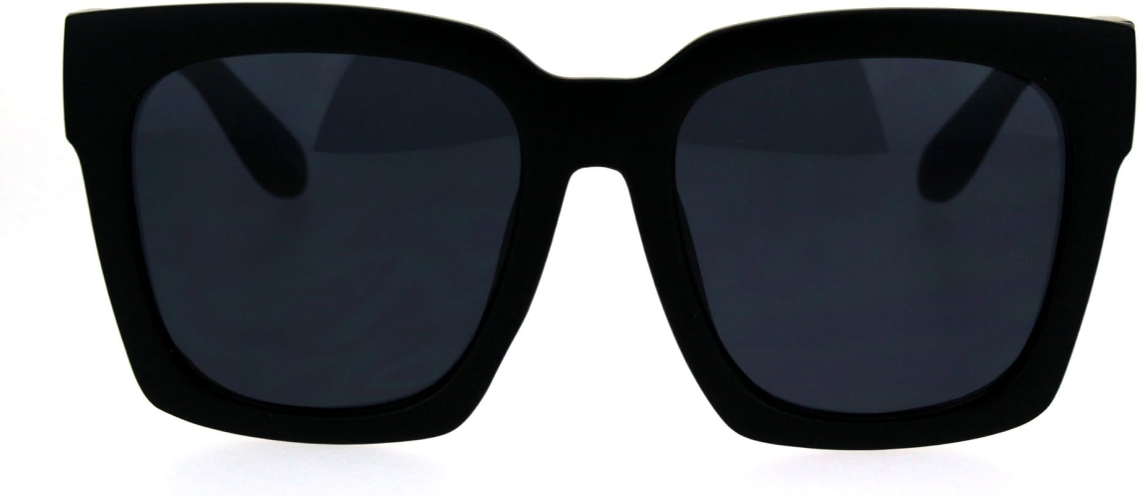 Womens Boyfriend Style XXL Oversize Horned Rim Thick Plastic Sunglasses | Amazon (US)