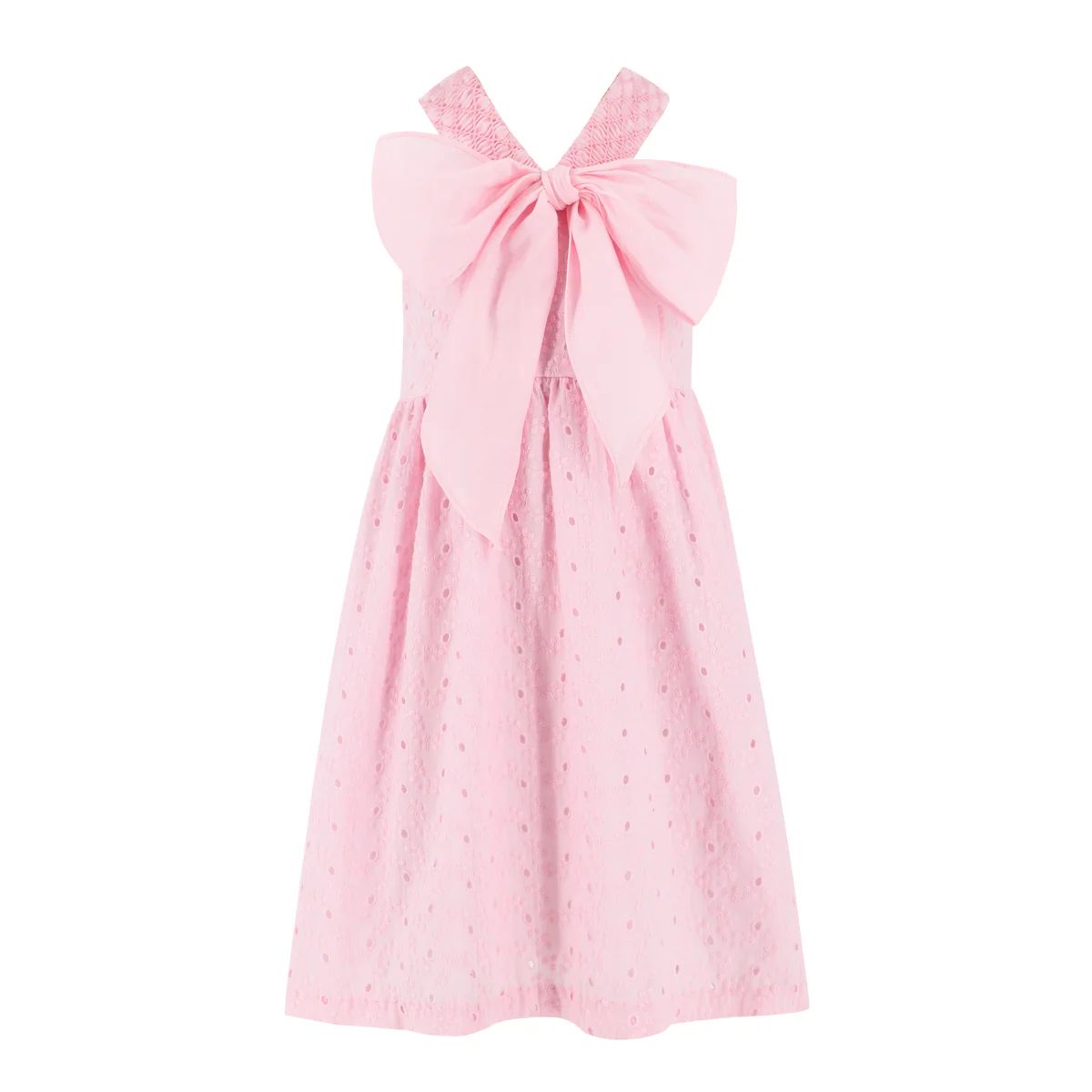Il Pellicano Pink Eyelet Girl Dress | Dondolo