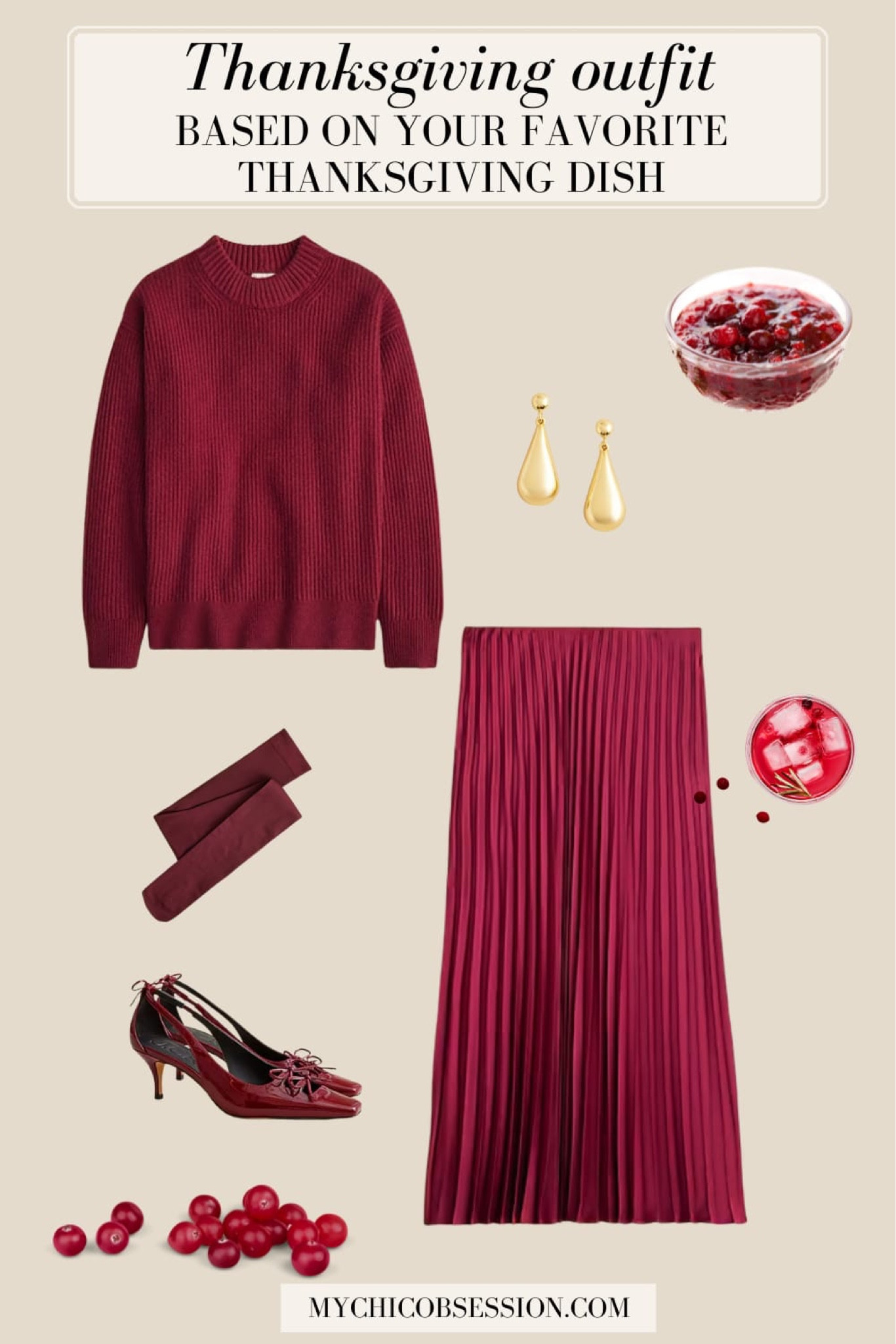 A cozy burgundy sweater (that hugs you just right), paired with a flattering burgundy pleated skirt (that flatters almost every body type) adds a touch of elegance to this Thanksgiving outfit. Slide into matching burgundy tights to keep your legs warm in the autumn chill. Plus, they’ll add a pop of style.

Elevate your look with gold drop earrings to add a bit of sparkle to your outfit.

#LTKStyleTip #LTKSeasonal #LTKHoliday
