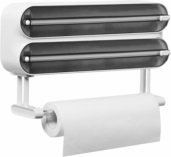 Magnetic Plastic Wrap Dispenser with Cutter - Refillable Tin Foil and Plastic Wrap Organizer for ... | Amazon (US)