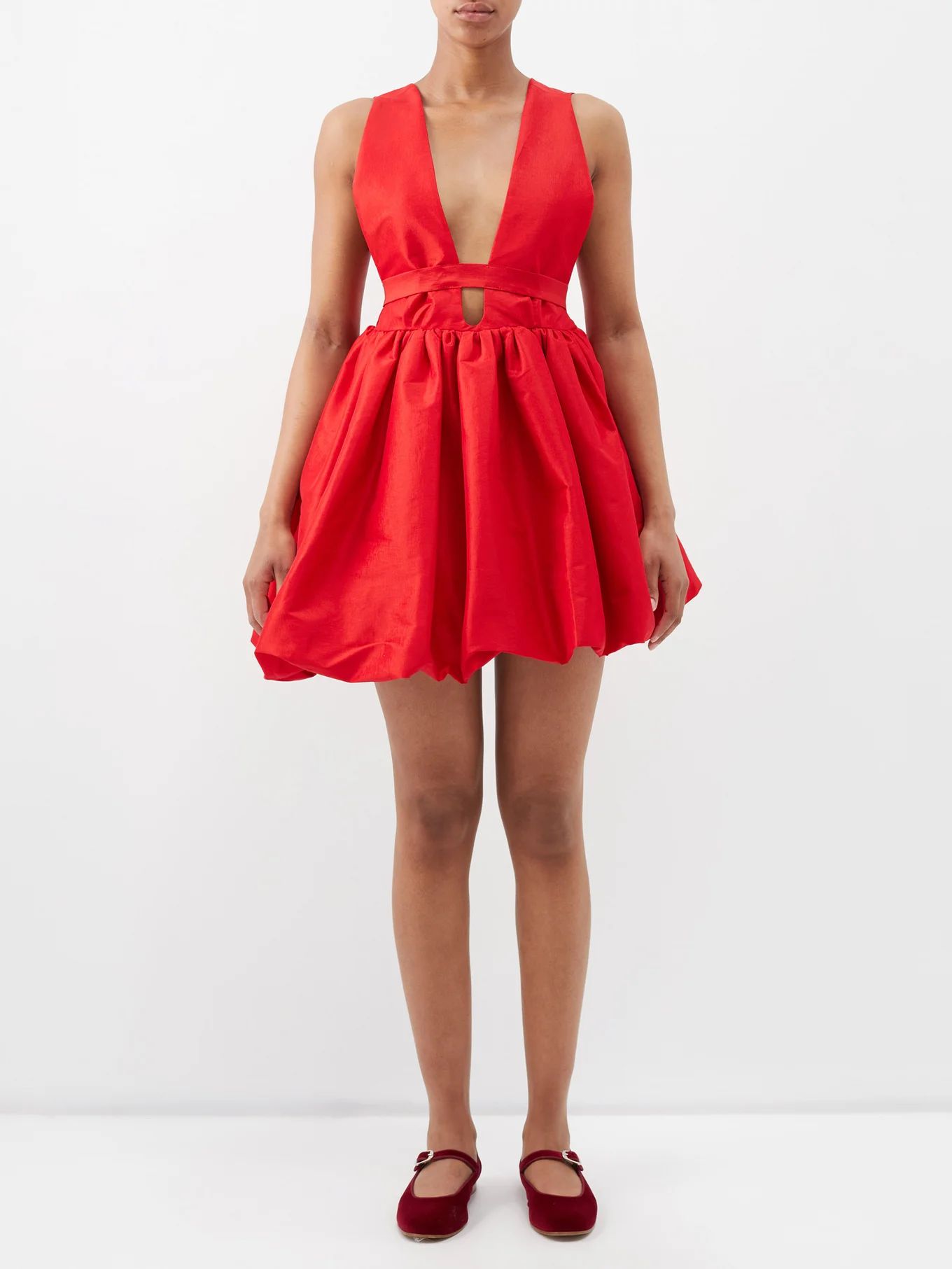 Hilma plunge-neck taffeta mini dress | Matches (US)