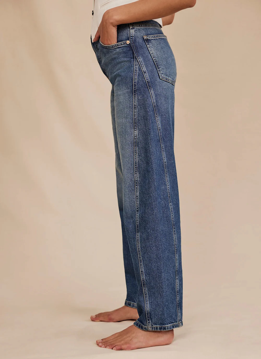 Mid Indigo Barrel Leg Jeans | Mint Velvet