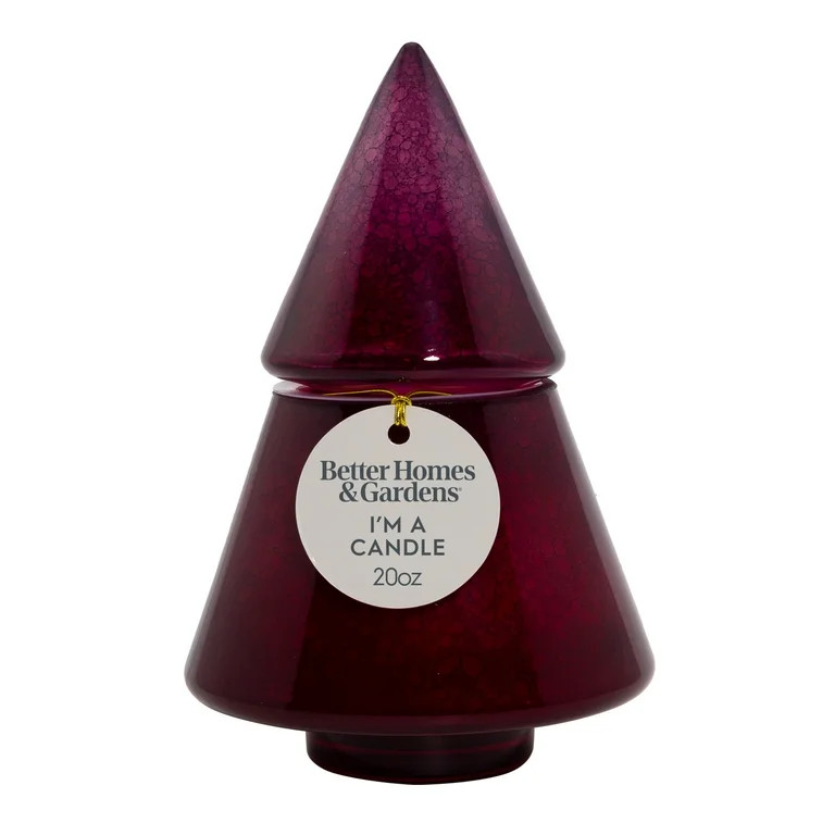 Better Homes & Gardens 2-Wick Artisanal Style Glass Christmas Tree Candle, Spicy Cinnamon Sticks,... | Walmart (US)