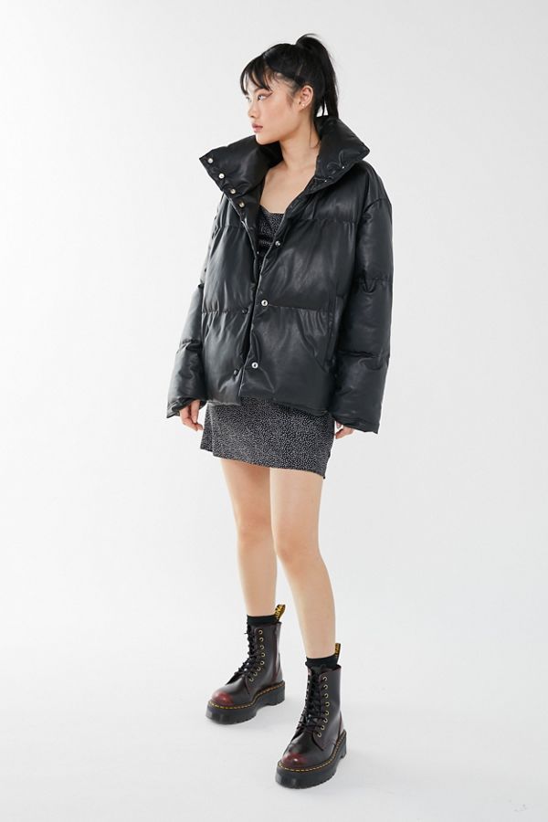 UO Faux Leather Puffer Jacket | Urban Outfitters (US and RoW)