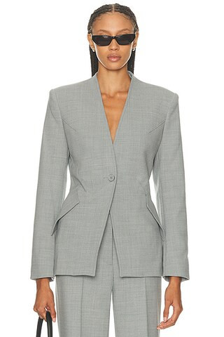 Helmut Lang Blazer in Light Grey Melange - Grey. Size 2 (also in ). | FWRD 