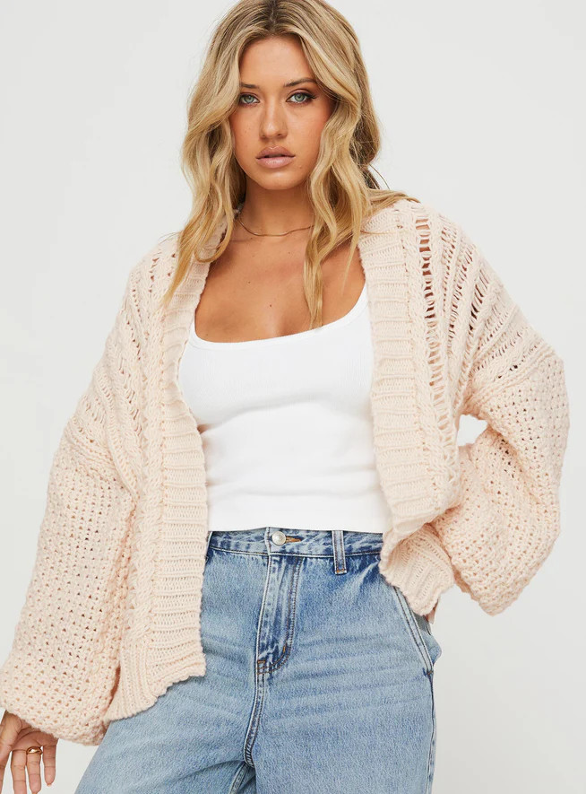 Abner Cable Cardigan Beige | Princess Polly US