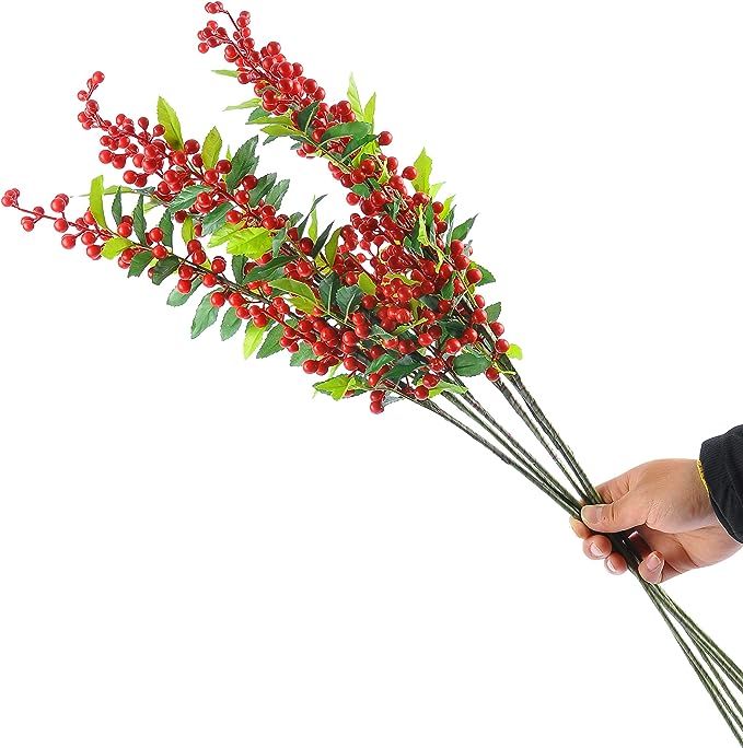 JD ARTIFICIAL PLANTS 6pcs 28 Inch Artificial Berry Branch Long Stem Berry Picks for Home Decor Ta... | Amazon (US)