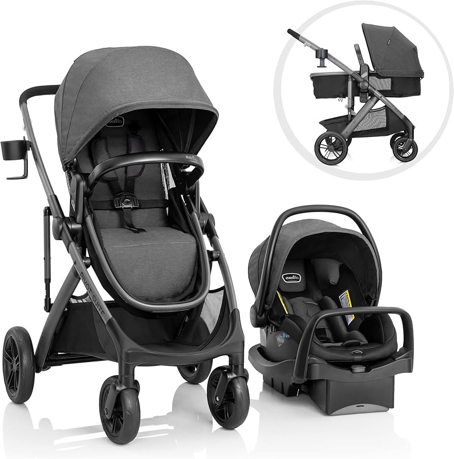 Evenflo Pivot Suite Travel System with LiteMax Infant Car Seat with Anti-Rebound Bar Devon Gray | Amazon (US)