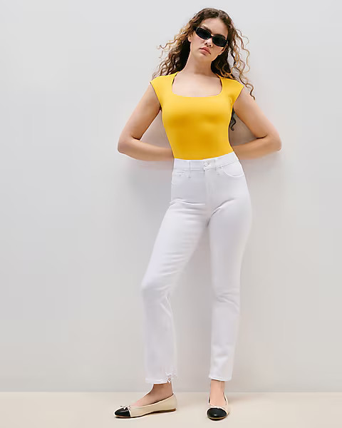 Body Contour High Compression Scoop Neck Cap Sleeve Bodysuit | Express