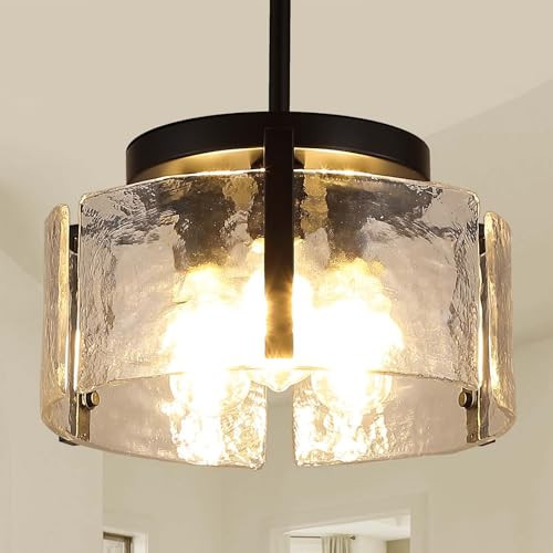 Black Chandeliers for Dining Room Light Fixture, Foyer Lighting Fixtures Pendant Lights Kitchen Island, Adjustable Glass Modern Farmhouse Chandelier for Entryway, Bedroom, Bathroom, Foyer, Living Room | Amazon (US)