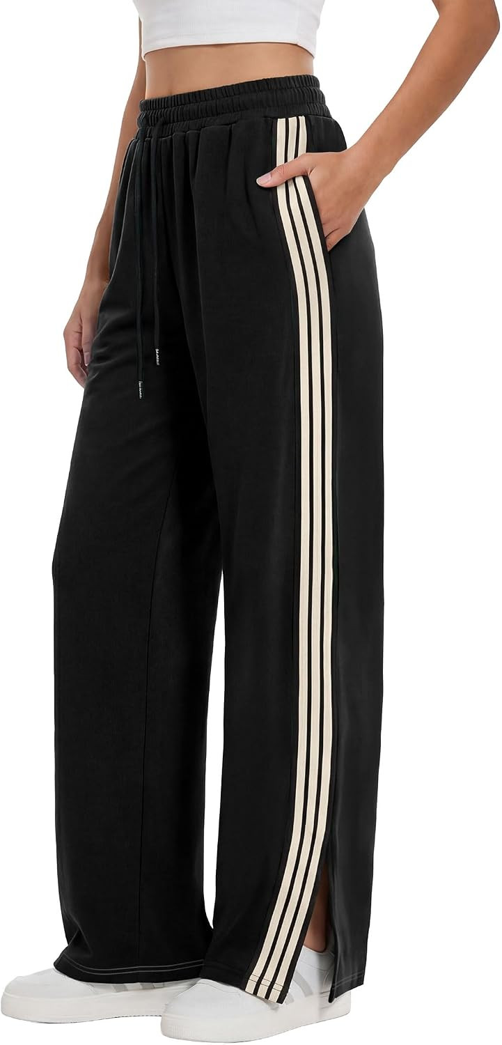 ANRABESS Women's Sweatpants Wide Leg Striped Track Pants | Amazon (US)