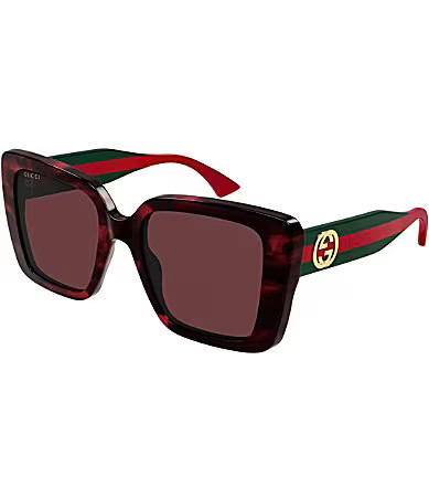 Gucci Women's New Pop Web Havana 53mm Square Sunglasses - Shiny Melange Burgundy Classic Havana | Dillard's
