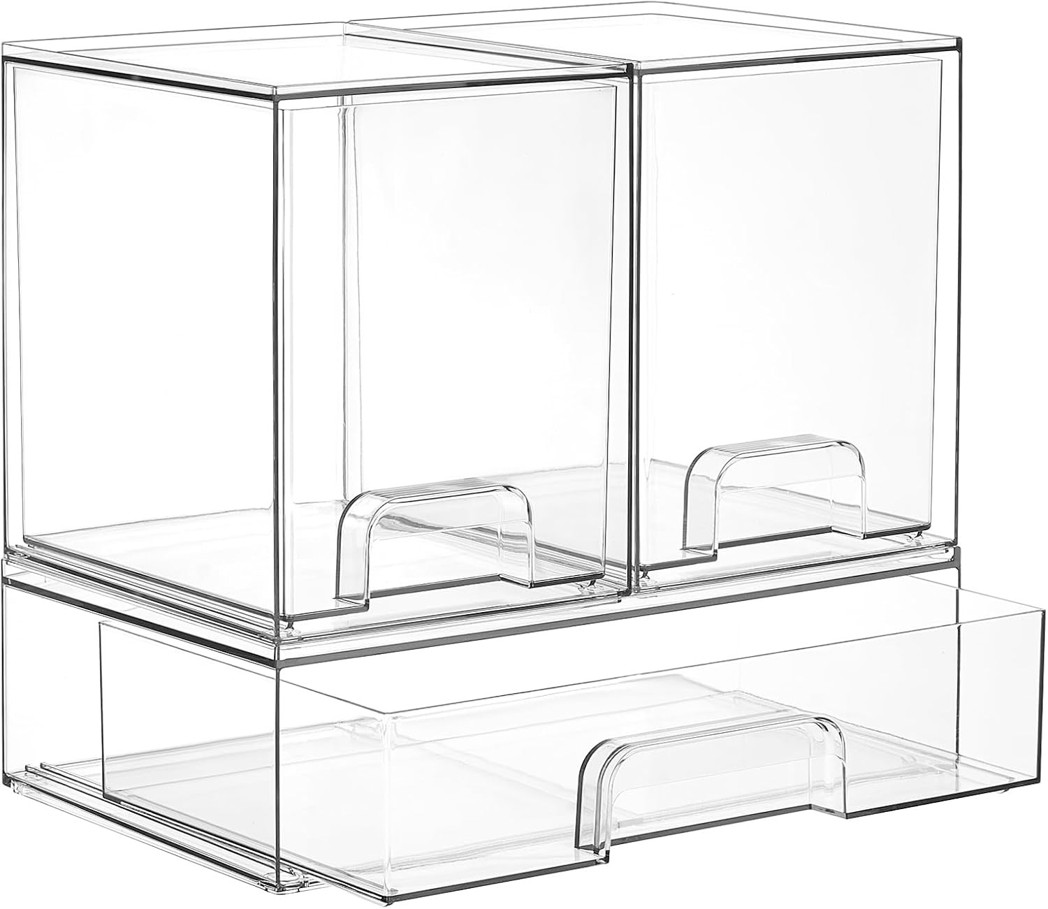 Vtopmart Clear Stackable Storage Drawers Set of 3, Plastic Organizer Bins | Amazon (US)