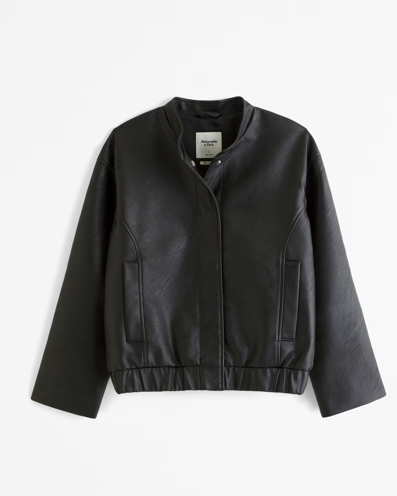 Vegan Leather Bomber Jacket | Abercrombie & Fitch (US)