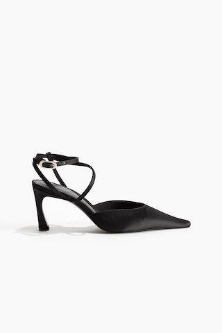 H & M - Pointed Satin Pumps - Black | H&M (US + CA)