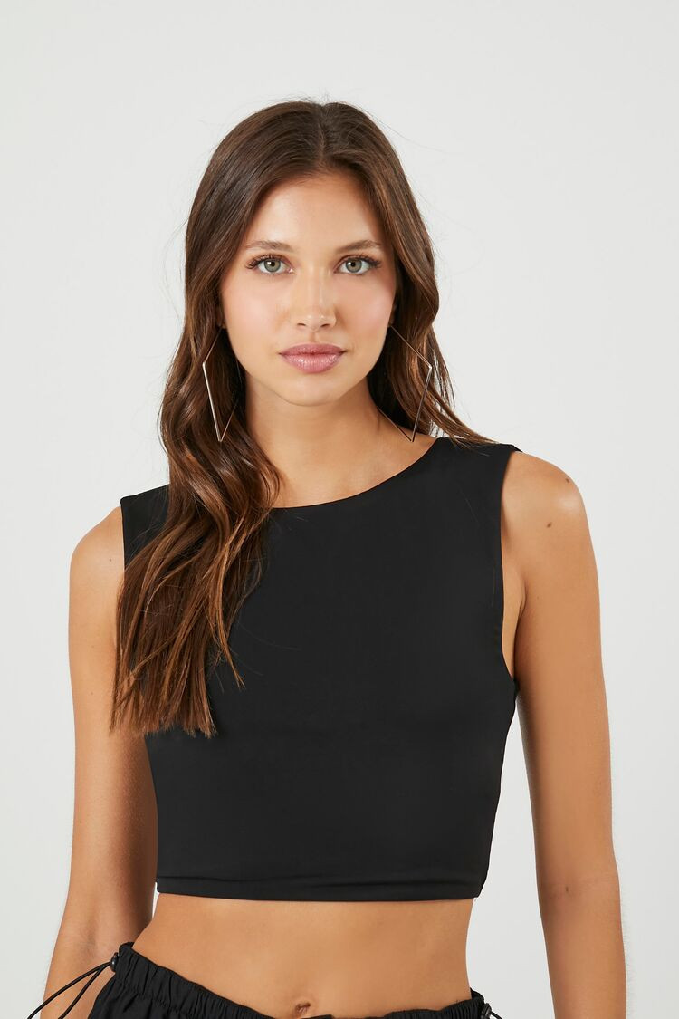 Women's Strappy Cutout Crop Top in Black Small | Forever 21