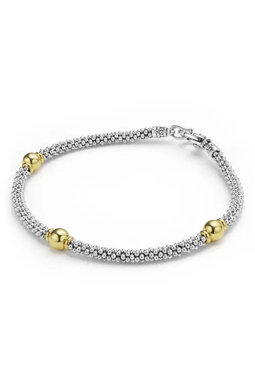 LAGOS Signature Caviar Beaded Station Bracelet in Two-Tone at Nordstrom, Size 6.5 | Nordstrom