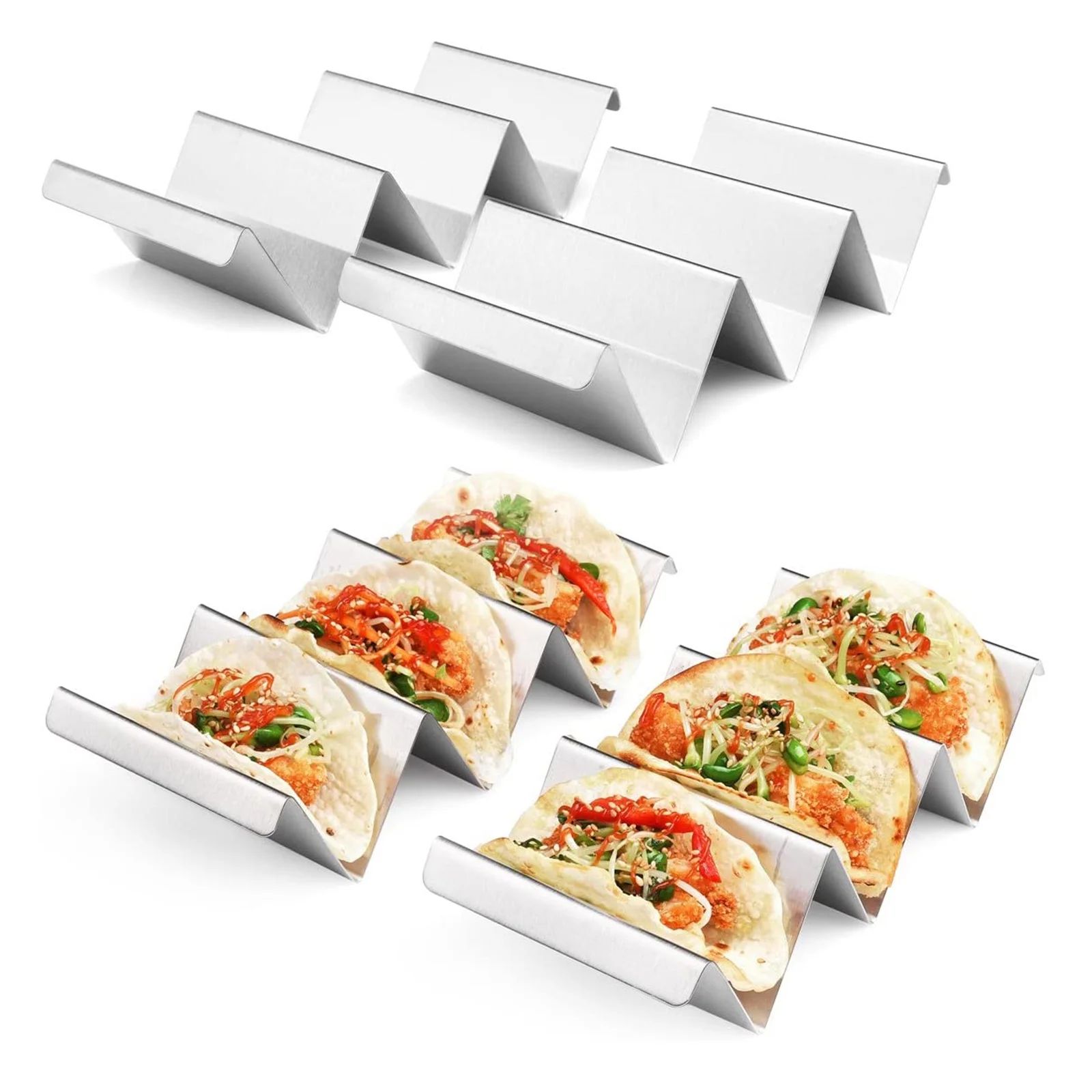 Semfri Taco Holders 2 Packs Stainless Steel Taco Stand Rack Tray Style Truck Tray Style Oven Safe... | Walmart (US)