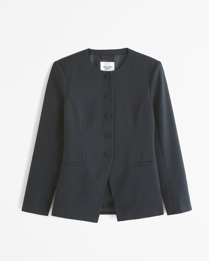 Women's Collarless Blazer | Women's New Arrivals | Abercrombie.com | Abercrombie & Fitch (UK)