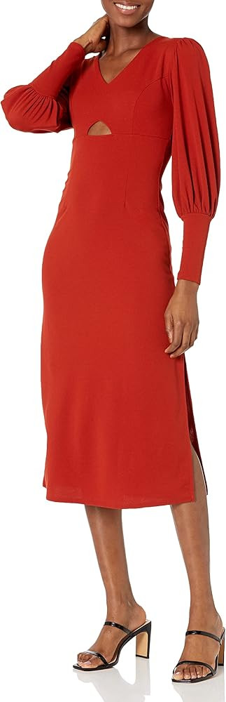 Wild Meadow Women's Balloon Sleeve Keyhole Midi Dress | Amazon (US)