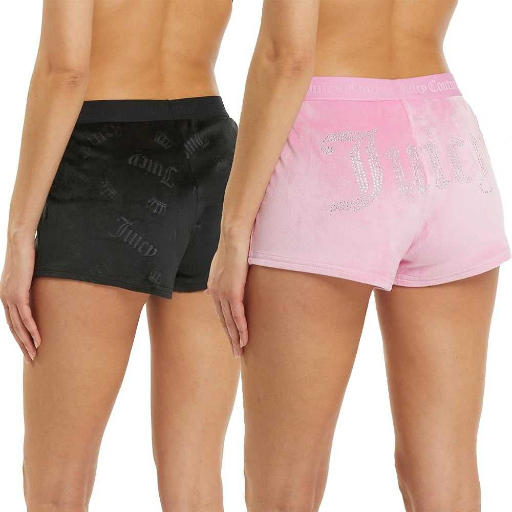 Juicy Couture Velvet Fleece Shorts 2 Piece Designer Pajama Set for Women, 2-Pack Sleep and Lounge... | Amazon (US)