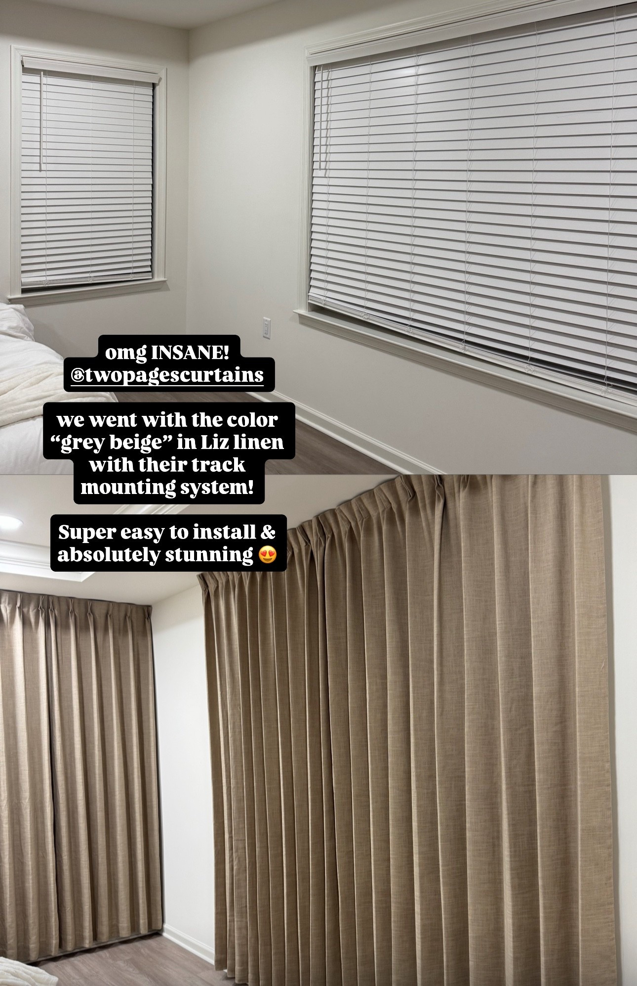 INSANE bedroom curtain transformation with @twopagecurtains !! Use my code TRICIAMARCHESE