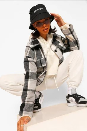 Mono Check Shacket | Boohoo.com (US & CA)