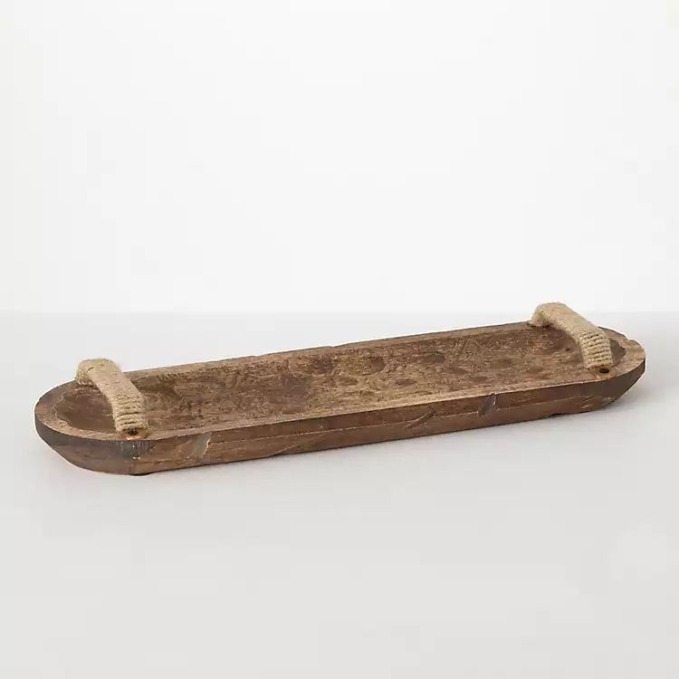 New! Hand Carved Oblong Wood Dough Bowl with Handles | Kirkland's Home