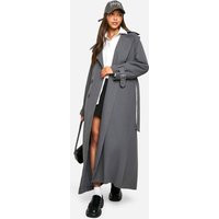 Womens Oversized Double Breast Trench Coat - Grey - 12 | boohoo (US & Canada)