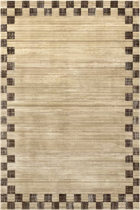 Brown Pompeii Checked Border  Area Rug | Rugs USA