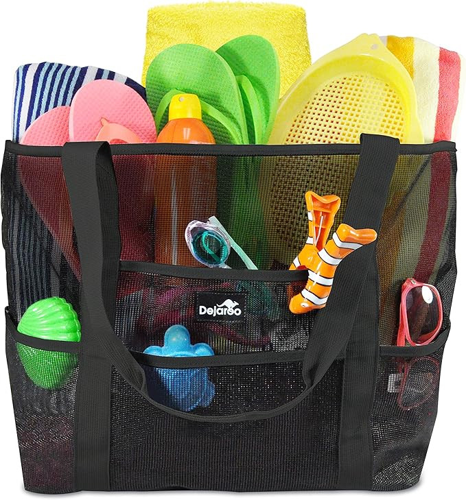 Dejaroo Mesh Beach Bag – Toy Tote Bag – Large Lightweight Market, Grocery & Picnic Tote with ... | Amazon (US)