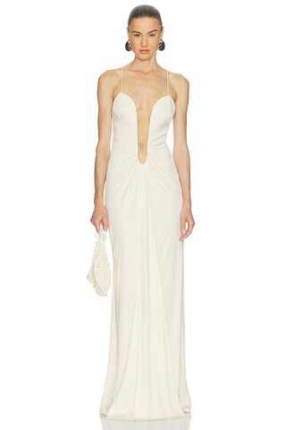 The Roksanna Draped Dress in Ivory | Revolve Clothing (Global)