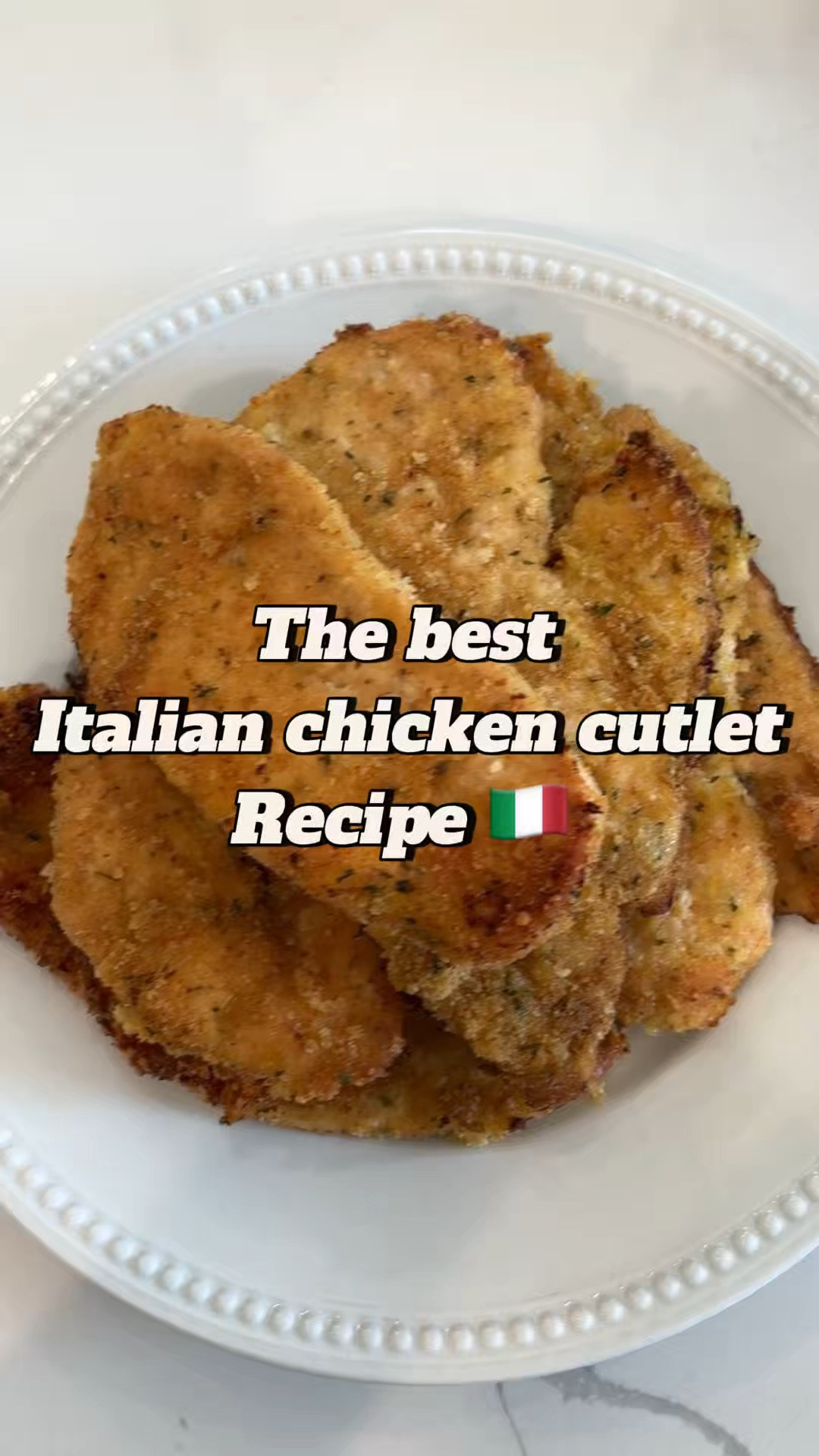 The chicken cutlet trick that makes all the difference 👀 #4 in recipe below 👇🏼

1. Preheat oven to 425
2. Unpackage your thinnest cut chicken cutlets 
3. Whisk 3 eggs in a bowl
4. Mix 4C Italian bread crumbs with 4C Panko bread crumbs (must be 4C for flavor and panko for the crispy crunch)
5. Egg and bread each cutlet and set on a plate
6. Let the cutlets sit in the fridge for a few minutes while you’re oven preheats 
7. Lightly olive oil a stainless steel baking dish
8. Bake cutlets 14 min each side (28 minutes total) 
9. Depending on thickness you may need to add a minute to each side if they’re thicker
10. Set chicken in layers between paper towels to soak up the oil to get ultimate crisp. 
11. Enjoy! 

✨Save this recipe for your next family dinner✨

#EasyDinnerRecipe #FamilyDinnerIdeas #ItalianRecipes #WeeknightDinner #RecipeReel

#LTKmomlife #LTKfoodie #LTKHome