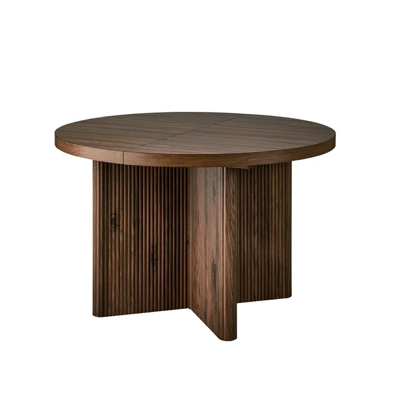 Better Homes & Gardens Lillian Fluted Round Expandable Dining Table, Walnut Finish | Walmart (US)