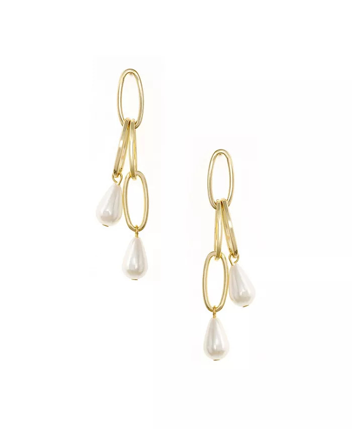 Oval Link Pearl Dangle Earrings | Macy's