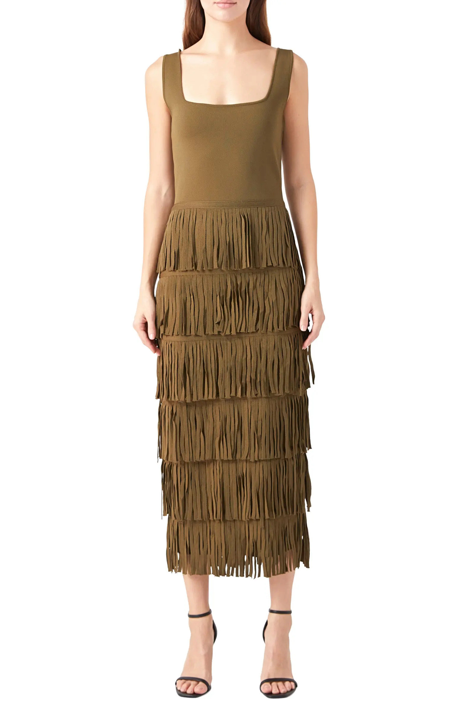 Fringe Midi Sweater Dress | Nordstrom