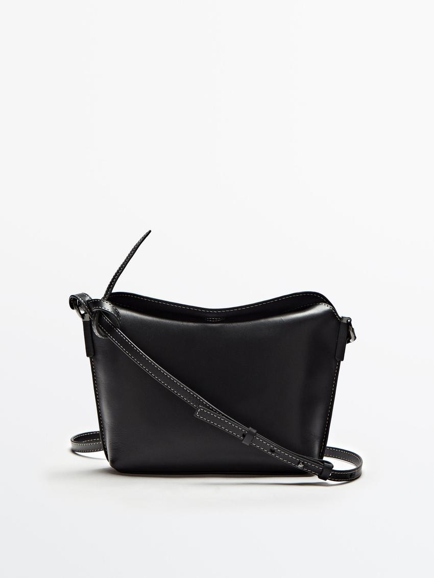 Leather crossbody bag with seam details | Massimo Dutti US