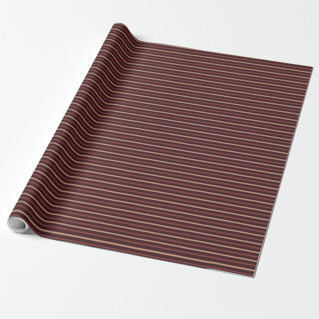 Dark Brown Horizontal Striped Christmas Wrapping Paper | Zazzle | Zazzle